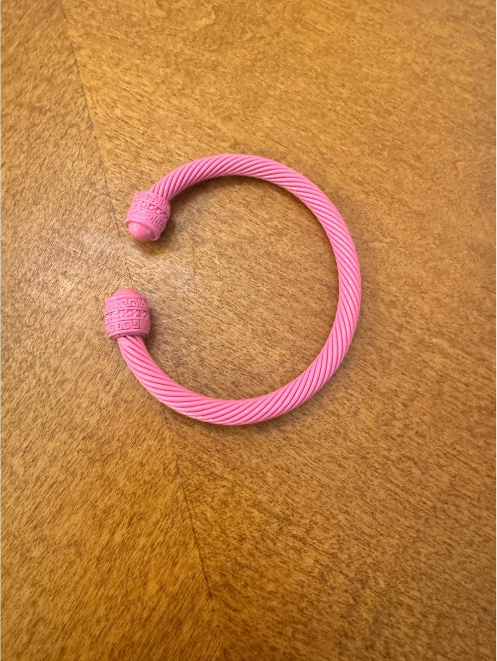 Pink Open Cuff Bracelet with Textured Ends 538
